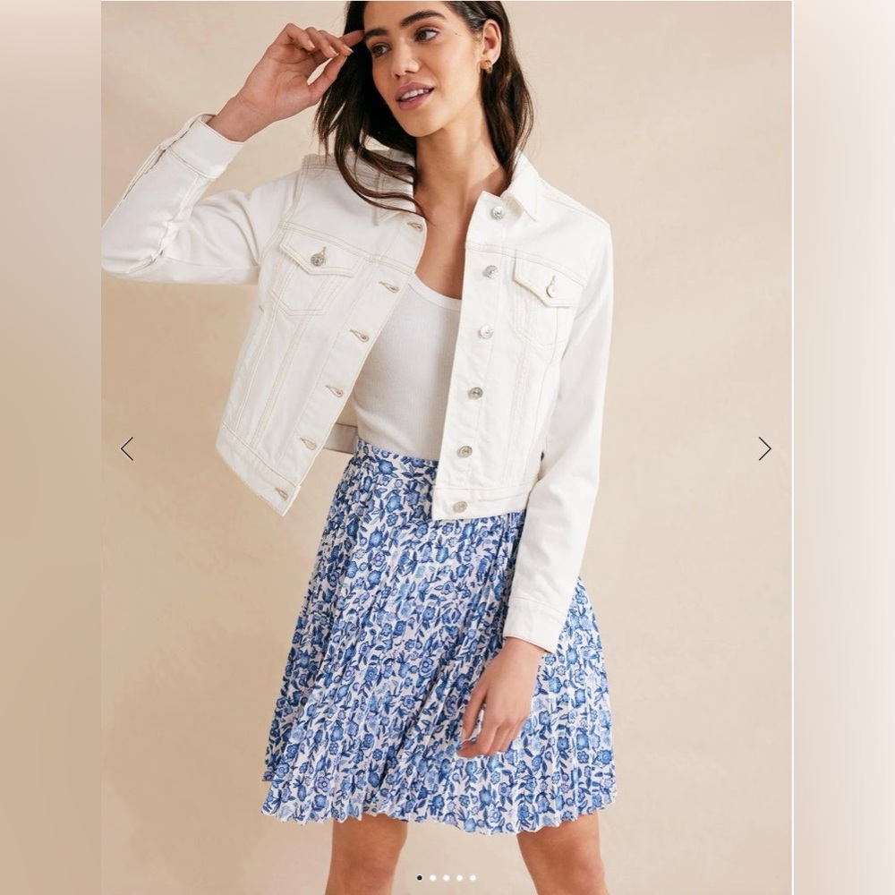 NWT Boden Blue & White Pleated Skirt - Size 14